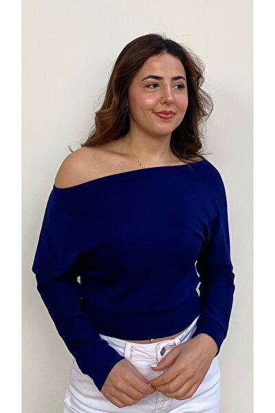 Lady Doll Women's Boat Neck One Shoulder Long Sleeve Fit Women's Blouse