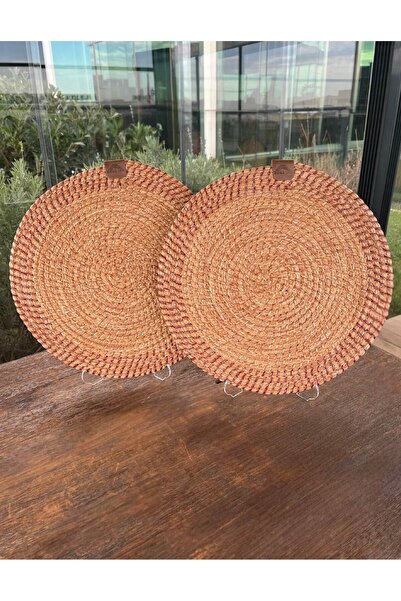 Home Inn Home Textile Red - Natural Handmade Wicker Textured 2-Piece Placemat – Stain Resistant, for Stylish Tables