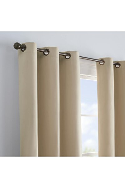 Eclipse Microfiber Blackout Thermal Grommet Curtain, 42 x 84 in, Beige