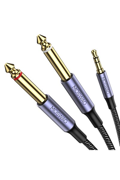 Generic كابل MOSWAG TRS Y مقاس 3.5 مم (1/8 بوصة) إلى 2 × 6.35 مم (1/4 بوصة) -...