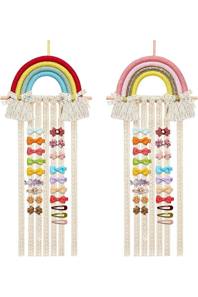 ELECDON منظم فيونكات الشعر وحامل فيونكات الشعر وشرابات قوس قزح وحامل عصابة ال...