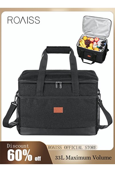 ROAISS حقيبة تبريد خارجية كبيرة 33 لترًا معزولة وقابلة لإعادة الاستخدام ومقاو...