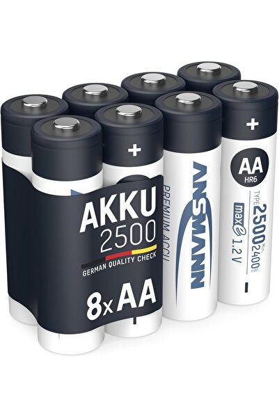 ANSMANN Rechargeable AA Batteries, NiMH Max Pro 2500mAh, Pack of 8
