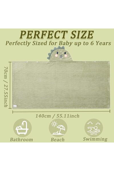 Generic Hooded Baby Bath Towel, Ultra-Soft Coral Fleece with Cute Cartoon Animals (Green)