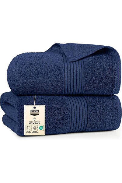 Utopia Towels - Premium Jumbo Bath Sheet 2-Pack, 100% Cotton, 35 x 70 in, Navy