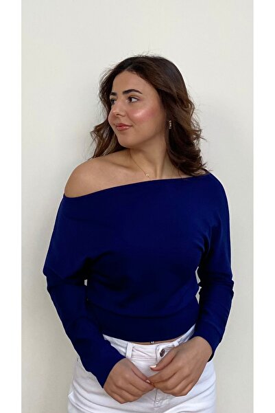 Lady Doll Women's Boat Neck One Shoulder Long Sleeve Fit Women's Blouse