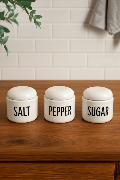 Porsima Francesco 3-Piece Porcelain Ergonomic Spice Rack Set Round Shaped White Set