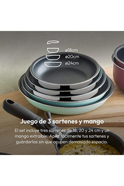 Bergner Click&Cook 4-Piece Pan Set (18/20/24 cm) with Removable Handle