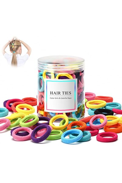 Generic 100 Pcs Multicolor Baby Hair Ties - Seamless Cotton Hair Elastics for...
