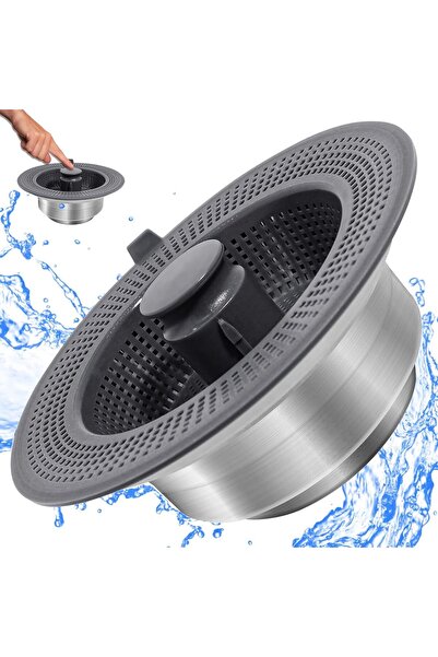 TERRIFI مصفاة تصريف حوض المطبخ 3 في 1، سدادة منبثقة من الفولاذ المقاوم للصدأ ...