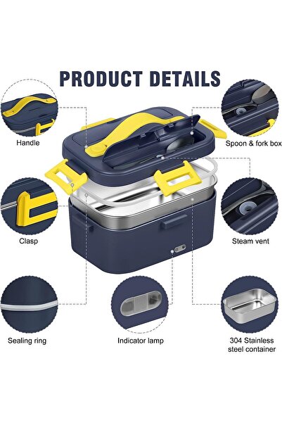 Arabest Electric Lunch Box Food Warmer, 1.8L Leak-Proof, 304 Stainless Steel