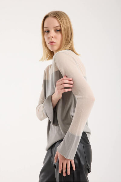 sumoda Women's Knitwear Sweater Thin See-Through Detailed Soft Texture