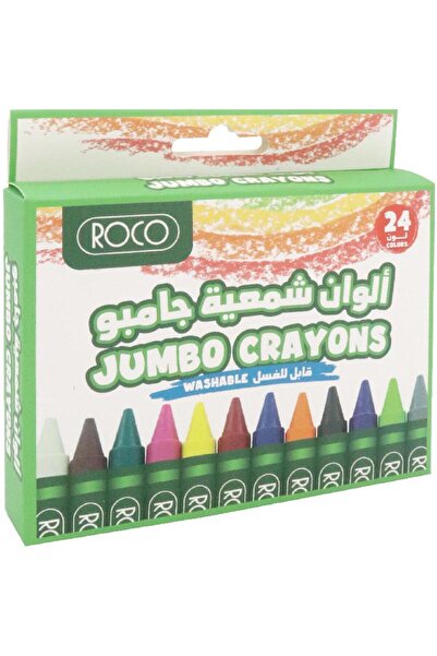 Roco Jumbo Wax Crayon Set – 24 Assorted Colors for Easy Grip and Bold Coloring