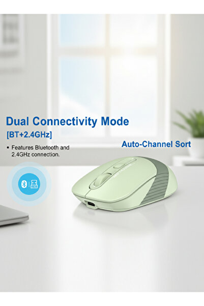 A4 Tech Dual Mode Rechargeable Wireless/Bluetooth Mouse FB10CS (Green)