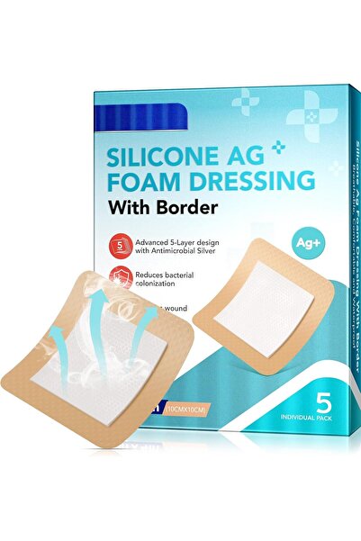 KASTWAVE Silicone Foam Dressing Pads, Hypoallergenic & Breathable, 10cm x 10c...