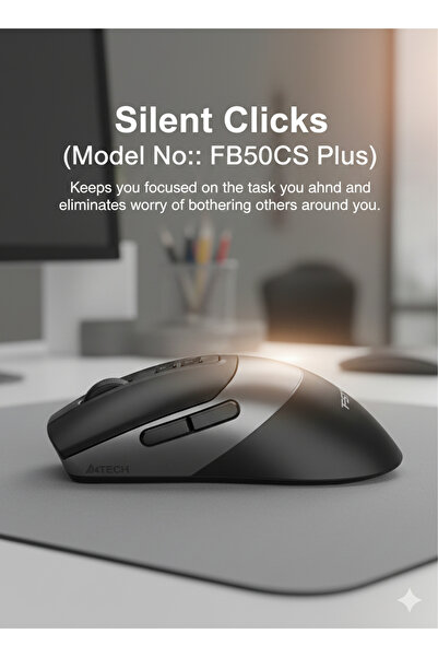 A4 Tech Fstyler Dual Mode Rechargeable Wireless/Bluetooth Mouse With Silent Click, Double-Click Function