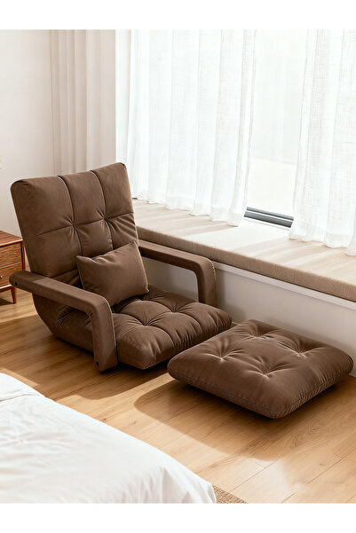 Enjoylifeme 2 in 1 Sofa Bed Folding Lounger, Adjustable 6-Position Folding Floor Chair with Arms Grey