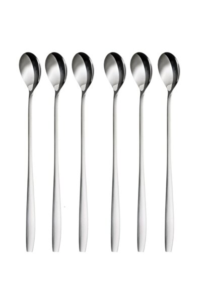 White Label Set 6 long-handled teaspoons, stainless steel, Silver, 22 cm