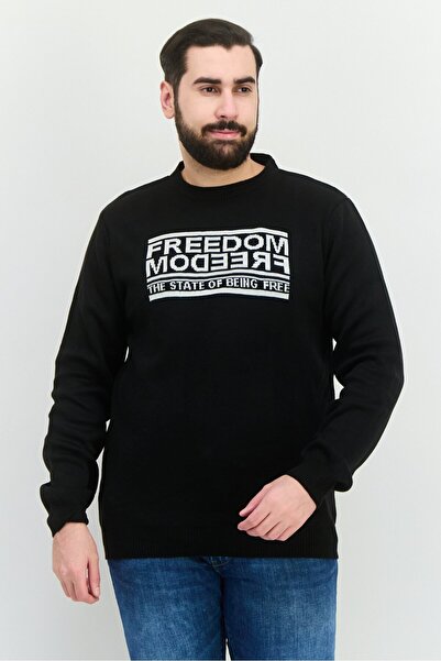 Trendyol Collection Men Crew Neck Embroidered Sweater, Black