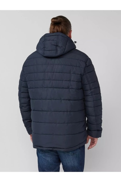 s.Oliver Big Sizes Men's big size quilted jacket with detachable hood and multiple pockets, Navy