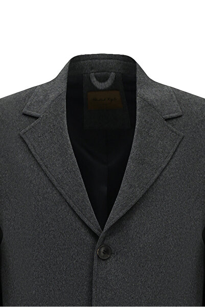 Abdullah Kiğılı Mono Collar Buttoned Pocketed Classic Cashmere Coat