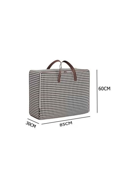 Generic Quilt Storage Bag, Extra-Large Storage Bag, Houndstooth Print Foldable Organizer Bag 85*30*60cm