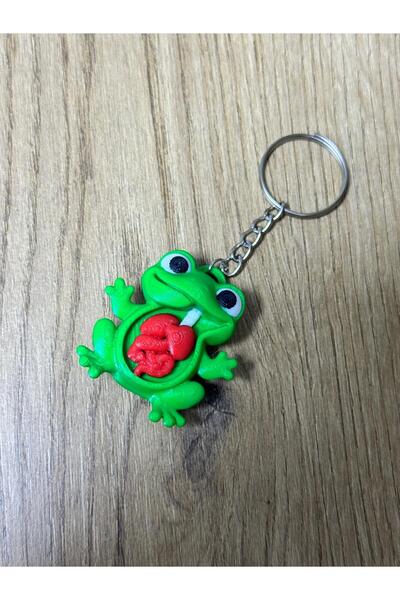 TRİDEON سلسلة مفاتيح على شكل ضفدع ثلاثي الأبعاد