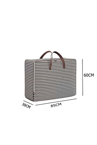 Generic Quilt Storage Bag, Extra-Large Storage Bag, Houndstooth Print Foldable Organizer Bag 85*30*60cm