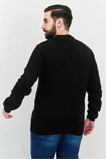 Trendyol Collection Men Crew Neck Embroidered Sweater, Black