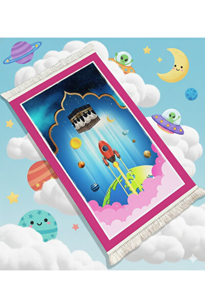 nivra sepet Dijital Baskılı Uzay Aracı Temalı Çocuk Seccade Namazlık
