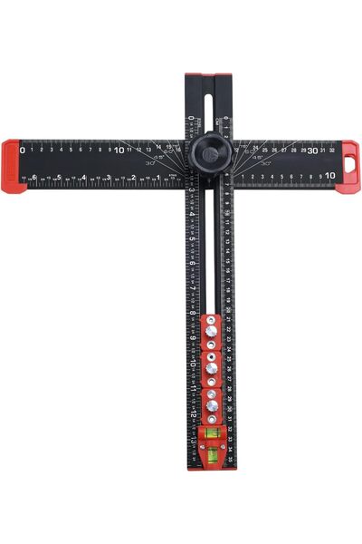 NALACAL مسطرة مربعة الشكل 4 في 1 لتحديد موضع الحفر، 14 بوصة/35 سم، متعددة الو...