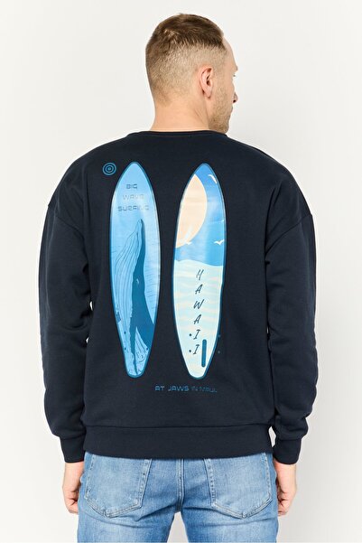 Trendyol Collection Men Crew Neck Plain Sweatshirt, Navy Blue