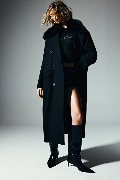 Pull & Bear Kombine kaşe kaban