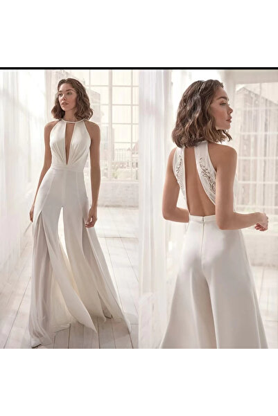 1way Women's white open back jumpsuit