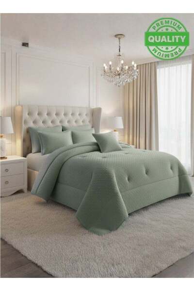ninex Microfiber Hotel Comforter Set, 200 x 200 cm King, 7-Piece, Sage Green