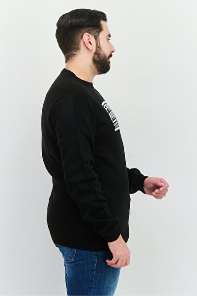 Trendyol Collection Men Crew Neck Embroidered Sweater, Black