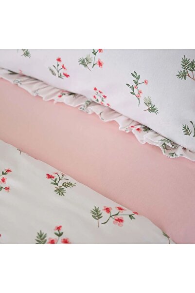 Karaca Home Silvie Ruffled 100% Cotton Single Personality Duvet Cover Set Red