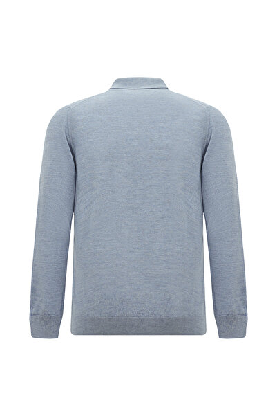 Abdullah Kiğılı Polo Neck Buttoned Embroidered Regular Fit Wool Knitwear Sweater