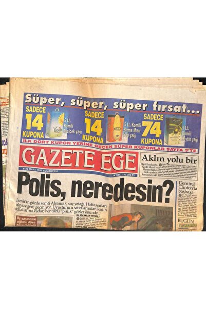 Gökçe Koleksiyon Gazete Ege 23 Mart 1996 - Zorlu Ailesinin Nostaljik Gecesi -...