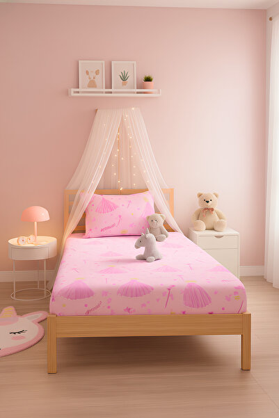 Formeya Princess Patterned Single Fitted Sheet Set with Pillowcase 100X200 cm (Sheet+Pillowcase)