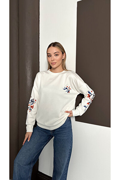 mielva سويت شيرت نسائي من قماش المودال الأبيض