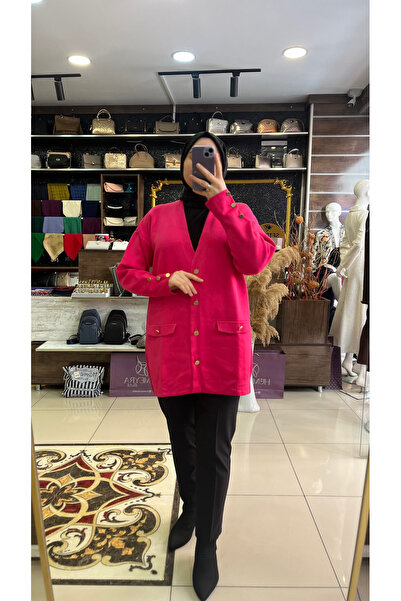 HUMEYRA سترة تريكو فولاذية بأزرار