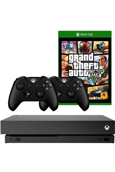 MICROSOFT Consola Xbox One X, 1TB, NEGRU + 2 Controlle Second Hand + Joc GTA 5