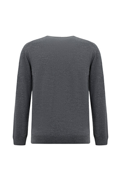 Abdullah Kiğılı V-Neck Regular Fit Embroidered Wool Knitwear Sweater