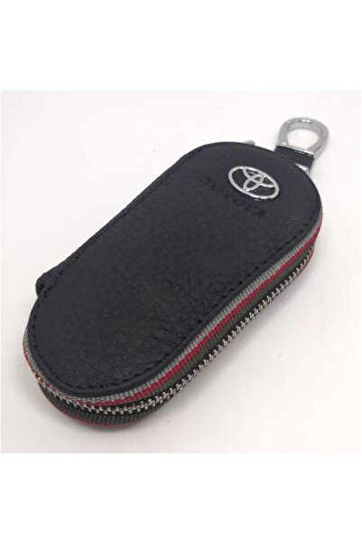 Generic محفظة جلدية لحامل مفاتيح السيارة مع سحاب