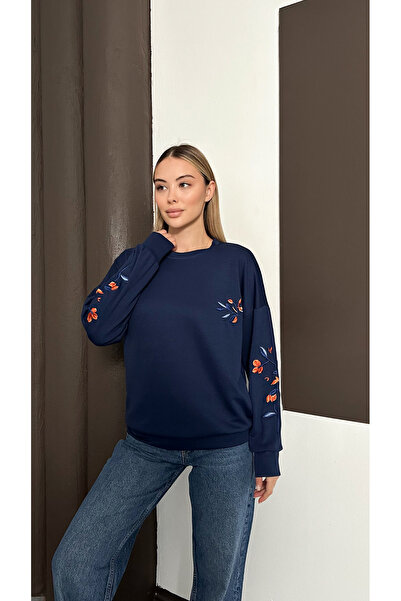 mielva سويت شيرت نسائي من قماش المودال باللون الأزرق الداكن