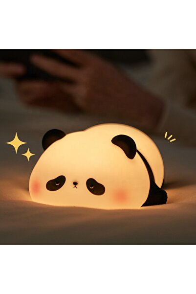 Mihristore Sevimli Panda Silikon Lamba Dokunmatik Çocuk Odası Gece Lambası