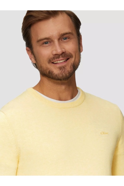 s.Oliver Men's crew neck sweater, Light yellow