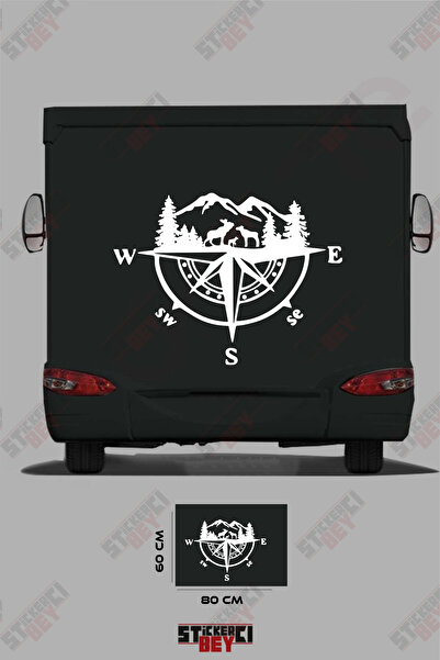 STİCKERCI BEY ملصق للعربات المتنقلة بتصميم الجبل والبوصلة