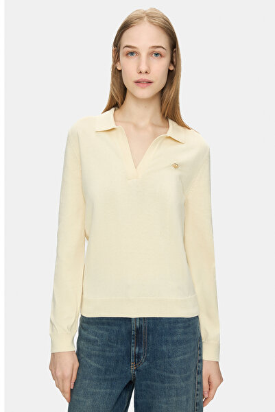 UCLA Irene Bone Color Polo Neck Knitwear Metal Logo Standard Fit Women's Knitwear